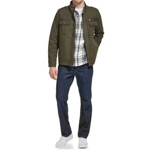 Levi’s Men’s Washed Cotton Sherpa Lined Military Jacket Mid-weight Olive Sz XXL
